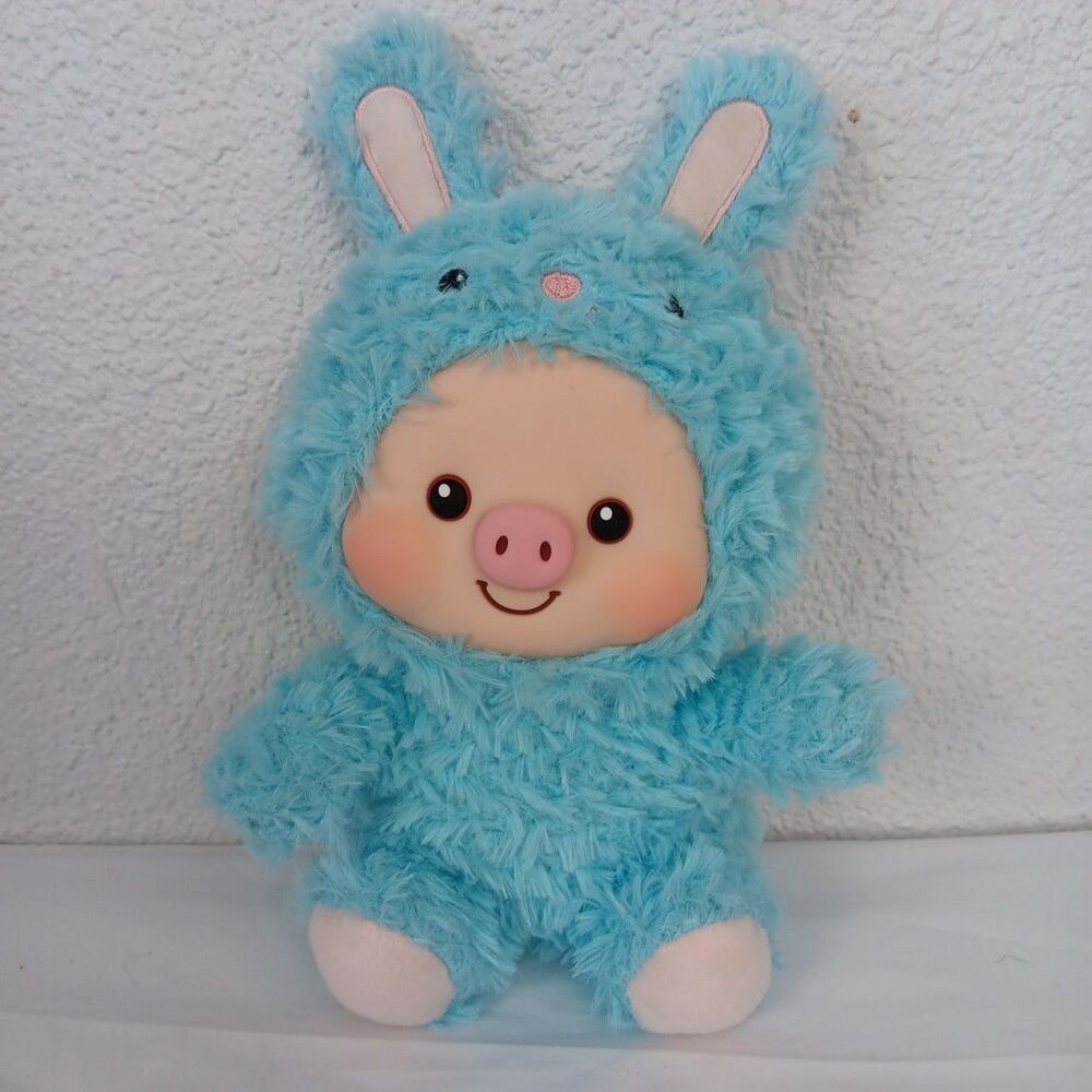 Vinyl Face Piglet In Disguise as Rabbit Plush Blue White No Brand